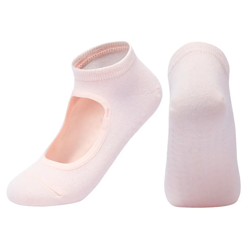 Calcetines de Yoga con espalda descubierta de Color Morandi, calcetines profesionales de Pilates para mujer, calcetines deportivos antideslizantes para baile, trampolín, aeróbicos y Fitness