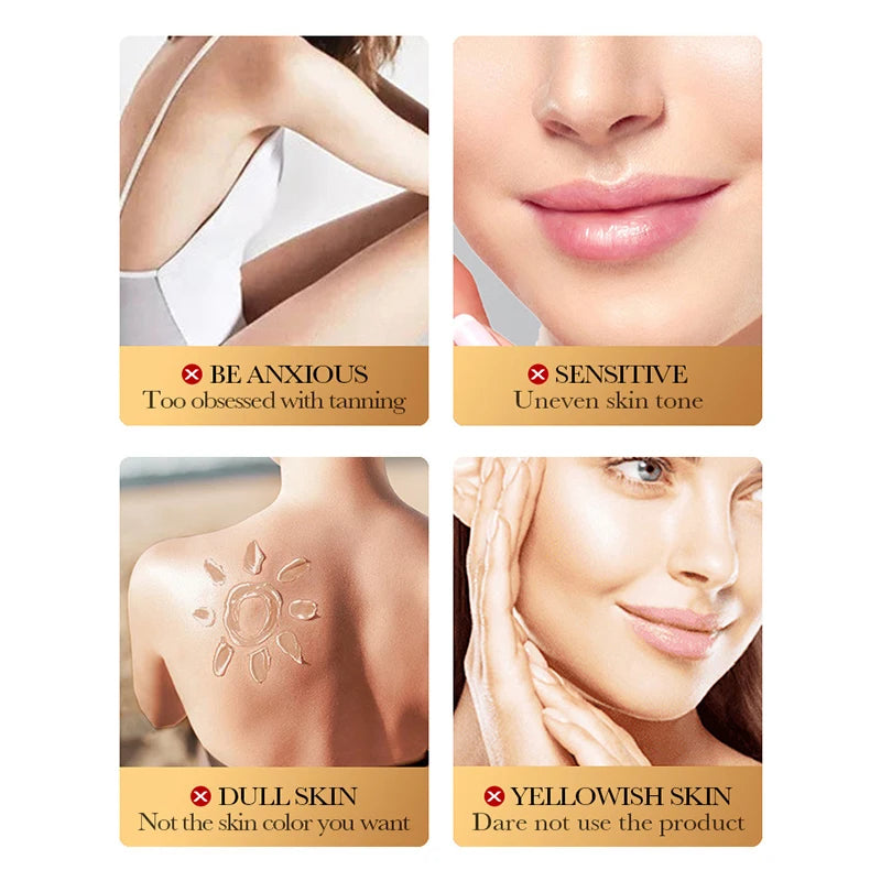 SADOER-loción autobronceadora corporal, crema protectora solar para bronceado, cuerpo, cuello, cara, tono de piel profundo, Protector hidratante, bloqueador Solar