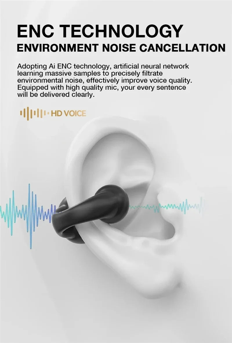 Pendientes auriculares inalámbricos Bluetooth 5,3 auriculares de oído abierto conducción de aire para deporte correr auriculares de uso indoloro