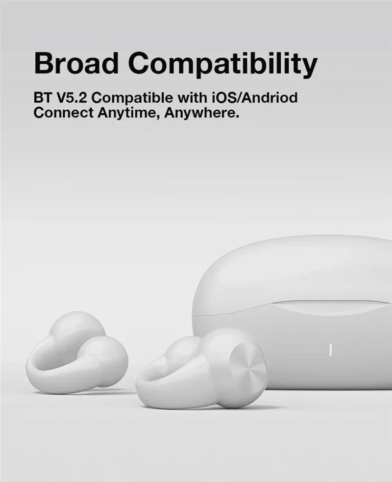 Pendientes auriculares inalámbricos Bluetooth 5,3 auriculares de oído abierto conducción de aire para deporte correr auriculares de uso indoloro