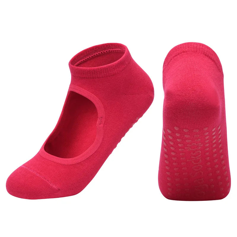 Calcetines de Yoga con espalda descubierta de Color Morandi, calcetines profesionales de Pilates para mujer, calcetines deportivos antideslizantes para baile, trampolín, aeróbicos y Fitness