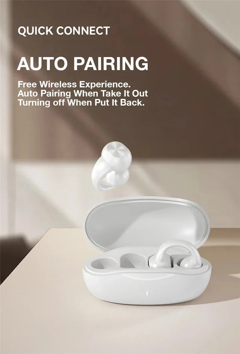 Pendientes auriculares inalámbricos Bluetooth 5,3 auriculares de oído abierto conducción de aire para deporte correr auriculares de uso indoloro