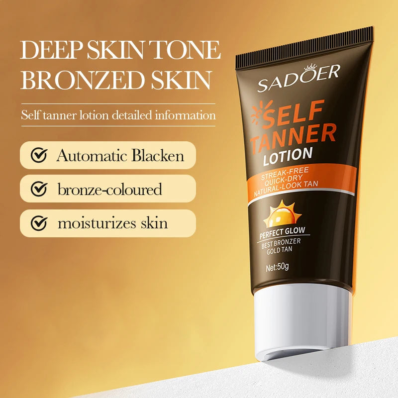 SADOER-loción autobronceadora corporal, crema protectora solar para bronceado, cuerpo, cuello, cara, tono de piel profundo, Protector hidratante, bloqueador Solar