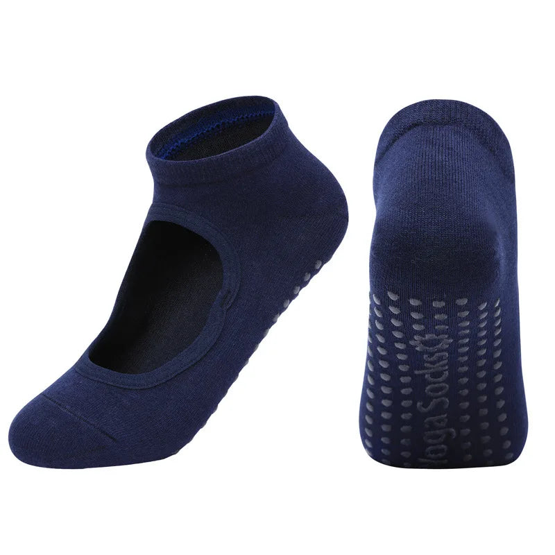 Calcetines de Yoga con espalda descubierta de Color Morandi, calcetines profesionales de Pilates para mujer, calcetines deportivos antideslizantes para baile, trampolín, aeróbicos y Fitness