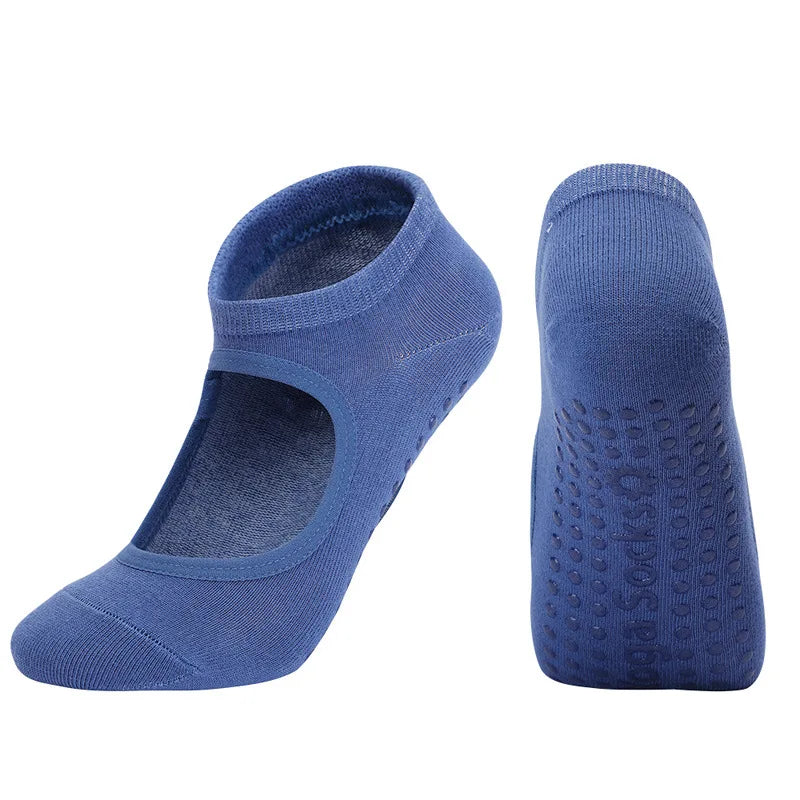 Calcetines de Yoga con espalda descubierta de Color Morandi, calcetines profesionales de Pilates para mujer, calcetines deportivos antideslizantes para baile, trampolín, aeróbicos y Fitness