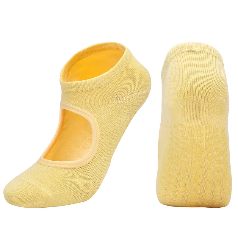 Calcetines de Yoga con espalda descubierta de Color Morandi, calcetines profesionales de Pilates para mujer, calcetines deportivos antideslizantes para baile, trampolín, aeróbicos y Fitness