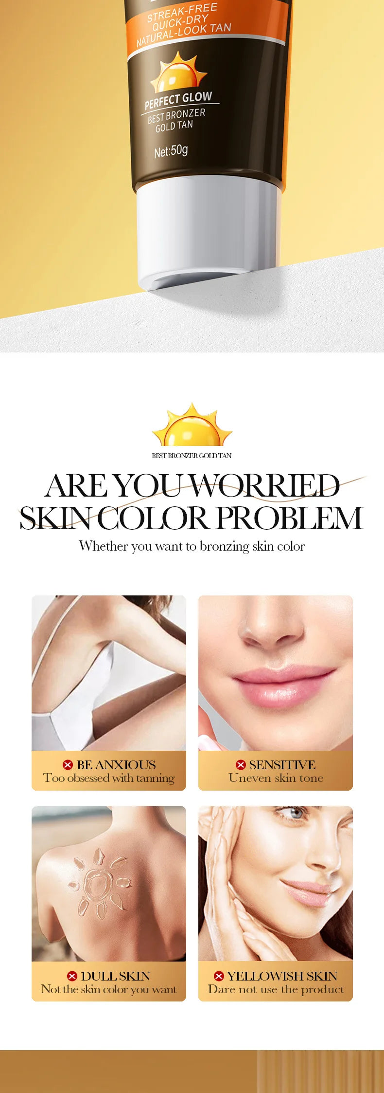 SADOER-loción autobronceadora corporal, crema protectora solar para bronceado, cuerpo, cuello, cara, tono de piel profundo, Protector hidratante, bloqueador Solar