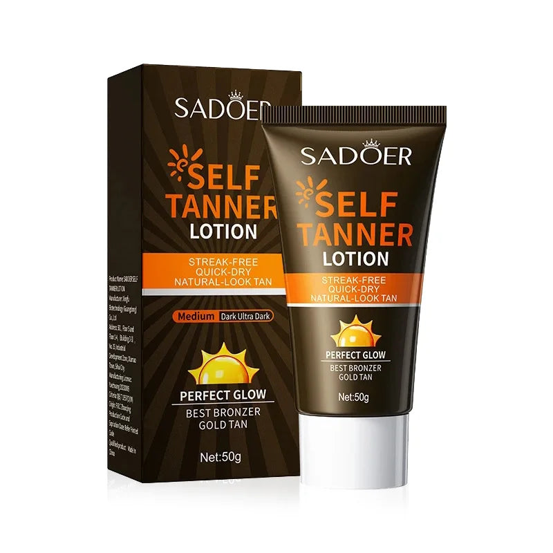 SADOER-loción autobronceadora corporal, crema protectora solar para bronceado, cuerpo, cuello, cara, tono de piel profundo, Protector hidratante, bloqueador Solar