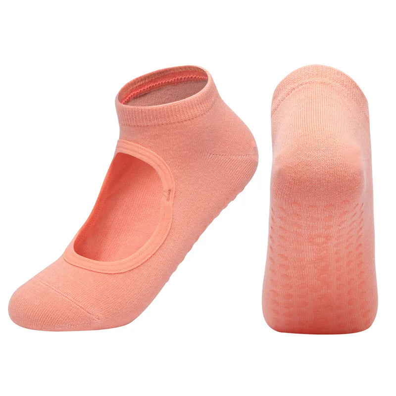 Calcetines de Yoga con espalda descubierta de Color Morandi, calcetines profesionales de Pilates para mujer, calcetines deportivos antideslizantes para baile, trampolín, aeróbicos y Fitness