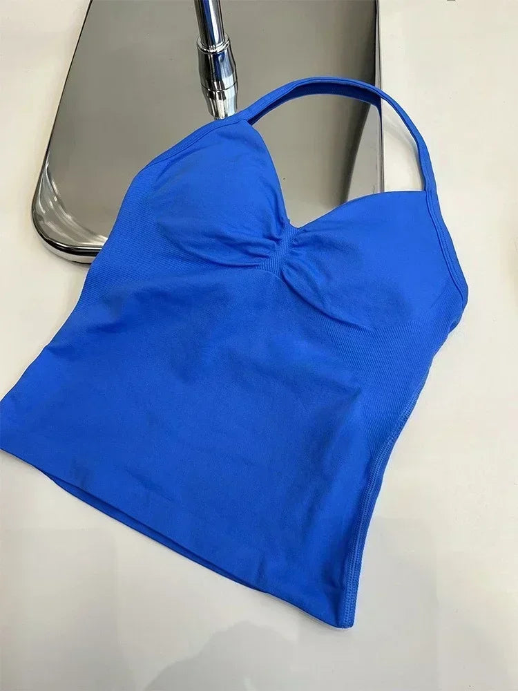 Conjunto de 2 piezas de Yoga, sujetador y medias para mujer con tirantes sin costuras, conjunto deportivo de entrenamiento para Yoga y Pilates de alta calidad
