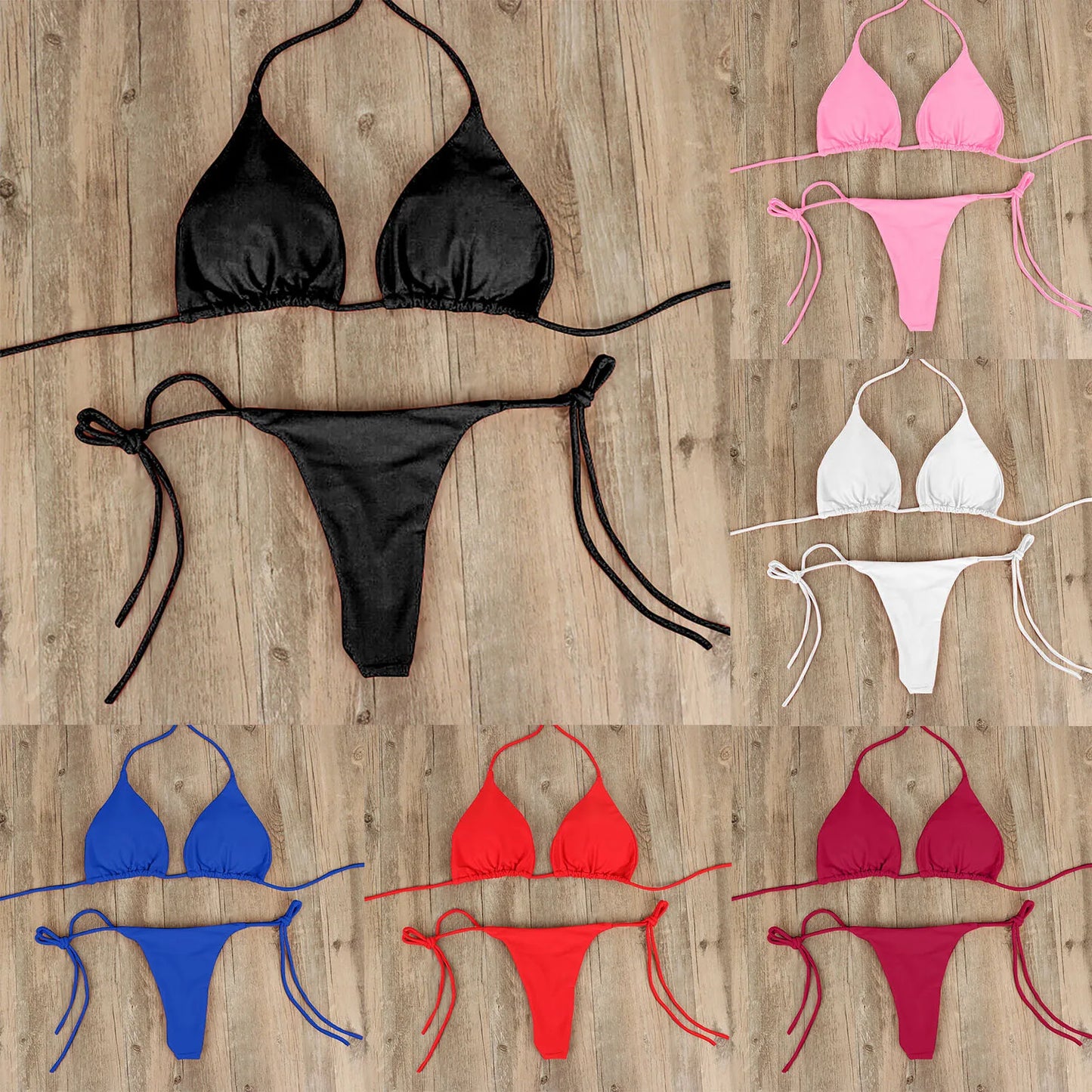 Conjunto de Bikinis sexys, traje de baño brasileño de verano para mujer, sujetador, Tanga, traje de baño de dos piezas, ropa de playa, traje de baño para mujer
