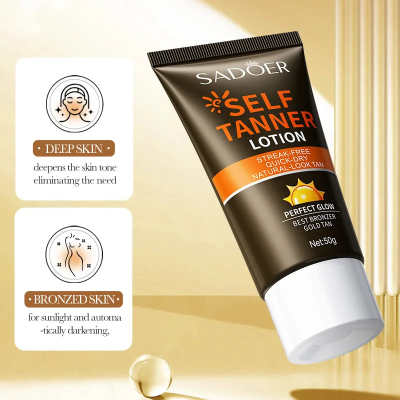 SADOER-loción autobronceadora corporal, crema protectora solar para bronceado, cuerpo, cuello, cara, tono de piel profundo, Protector hidratante, bloqueador Solar