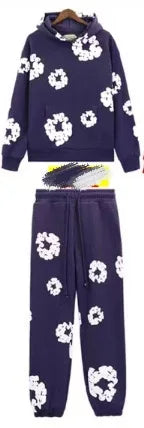 Marca DENIM TEARS, superventas, nueva sudadera con capucha estampada de espuma de algodón a la moda, traje deportivo de moda europea y americana para hombres