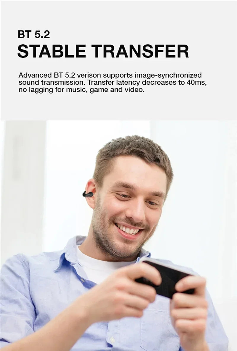 Pendientes auriculares inalámbricos Bluetooth 5,3 auriculares de oído abierto conducción de aire para deporte correr auriculares de uso indoloro