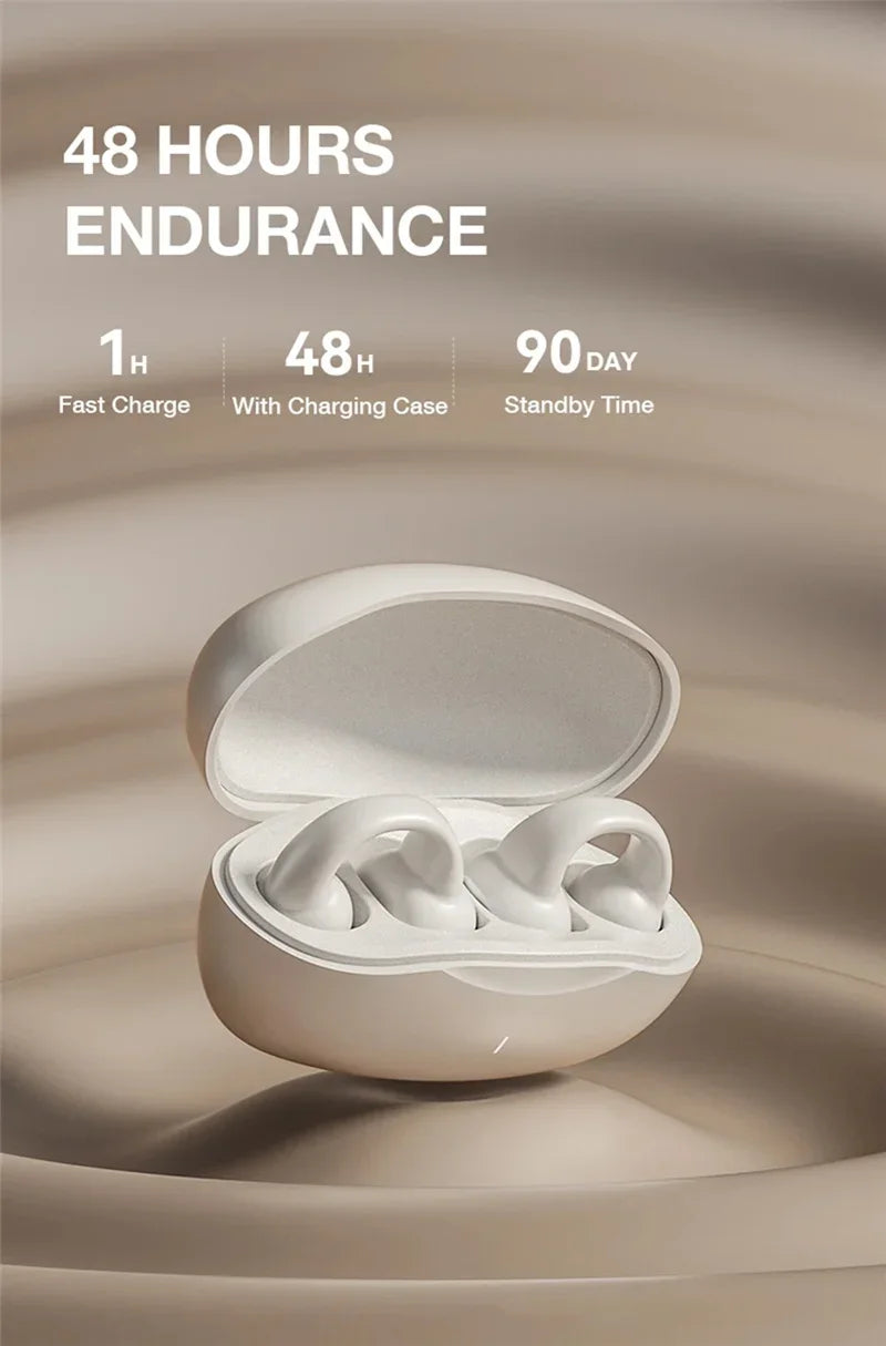 Pendientes auriculares inalámbricos Bluetooth 5,3 auriculares de oído abierto conducción de aire para deporte correr auriculares de uso indoloro