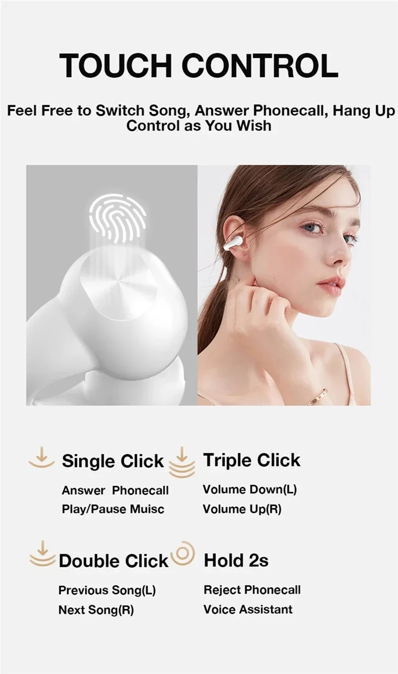 Pendientes auriculares inalámbricos Bluetooth 5,3 auriculares de oído abierto conducción de aire para deporte correr auriculares de uso indoloro