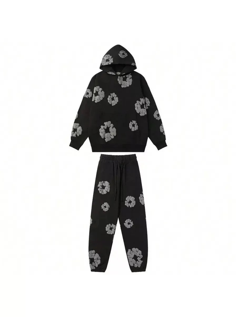 Marca DENIM TEARS, superventas, nueva sudadera con capucha estampada de espuma de algodón a la moda, traje deportivo de moda europea y americana para hombres