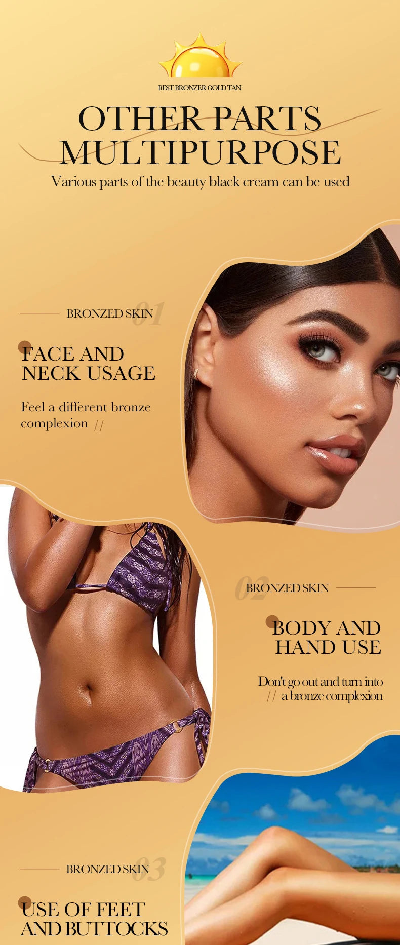 SADOER-loción autobronceadora corporal, crema protectora solar para bronceado, cuerpo, cuello, cara, tono de piel profundo, Protector hidratante, bloqueador Solar