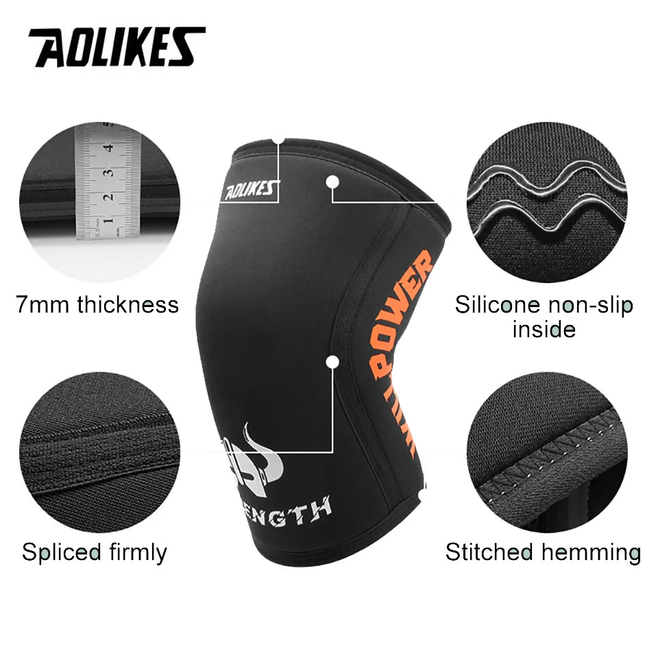 AOLIKES Knee Sleeves Weightlifting - 7mm Thick Premium Neoprene Weight Lifting Knee Sleeve for Squats, Powerlifting & Deadlift