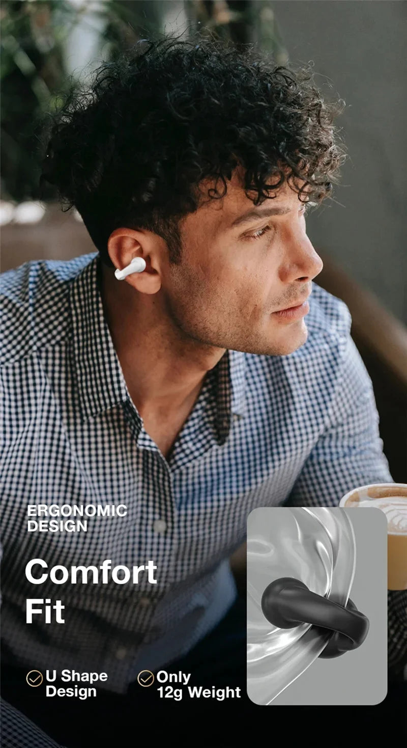 Pendientes auriculares inalámbricos Bluetooth 5,3 auriculares de oído abierto conducción de aire para deporte correr auriculares de uso indoloro