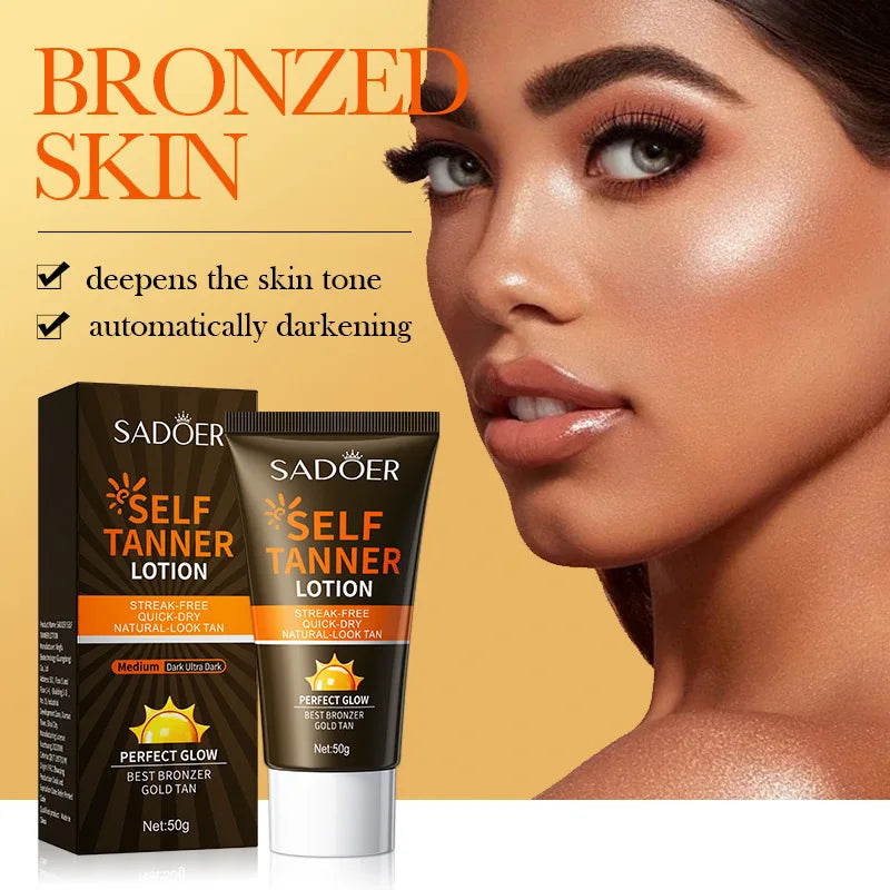 SADOER-loción autobronceadora corporal, crema protectora solar para bronceado, cuerpo, cuello, cara, tono de piel profundo, Protector hidratante, bloqueador Solar