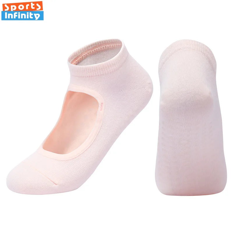 Calcetines de Yoga con espalda descubierta de Color Morandi, calcetines profesionales de Pilates para mujer, calcetines deportivos antideslizantes para baile, trampolín, aeróbicos y Fitness